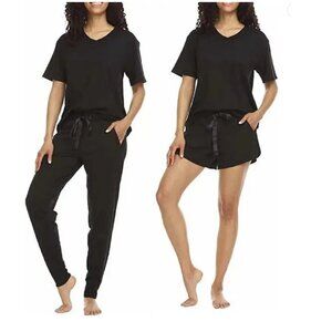 NEW FN Flora Nikrooz 3 Piece Lounge Set Solid Sleep Pajamas PJs Top Short Pants